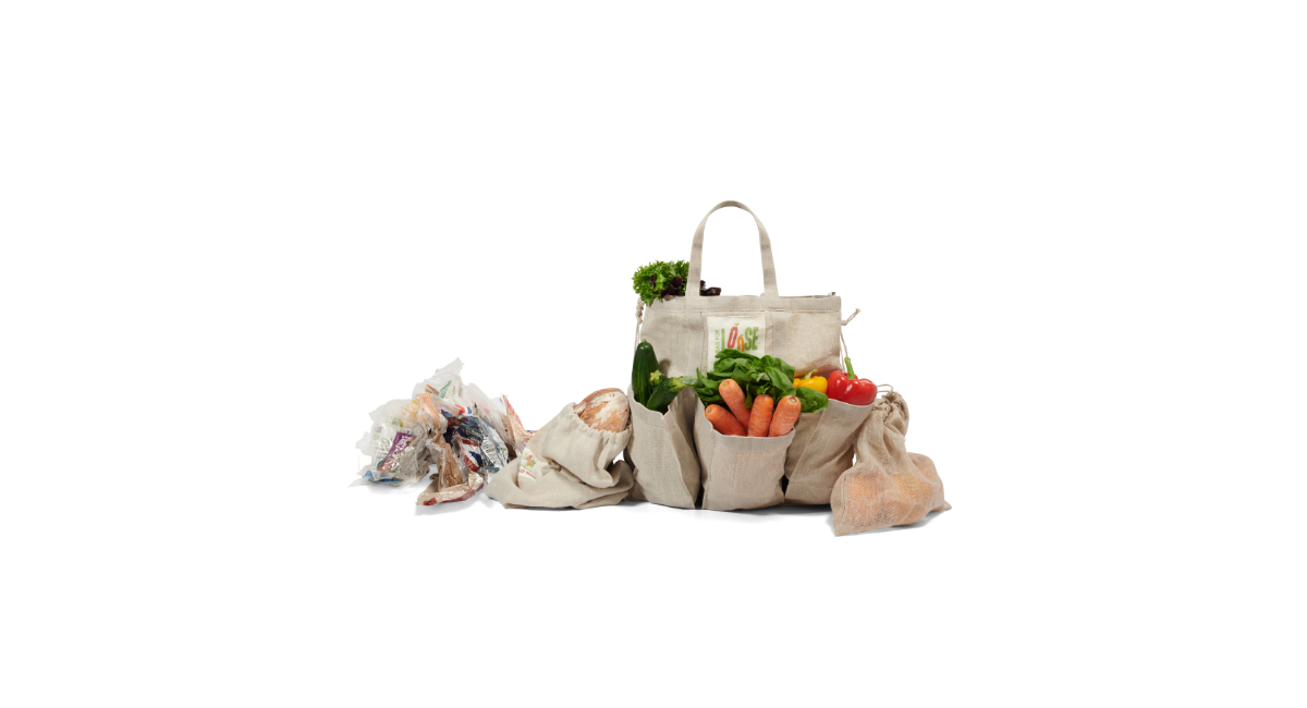 Bag for loose with breathable vegetable and bread bags